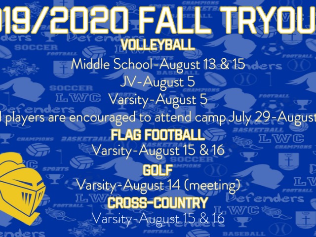 Fall Tryout Dates Announced