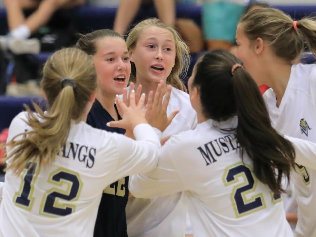 Mustang Blue Volleyball Set for Metro 10 Playoffs