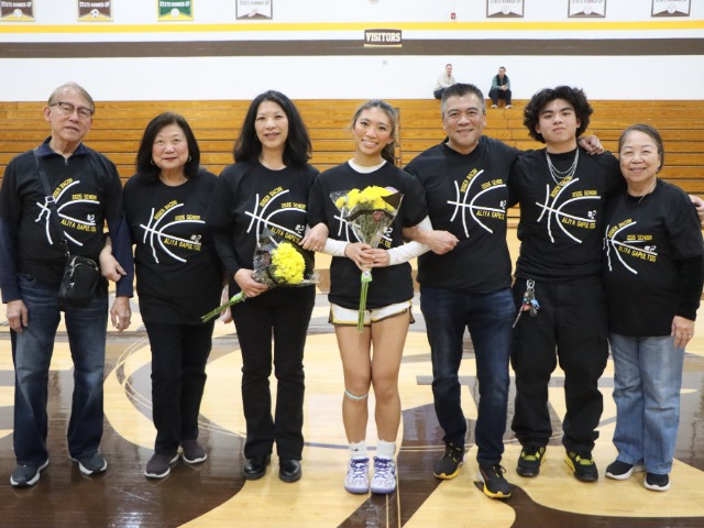 Girls Basketball celebrates Aliya Gapultos on Senior Night with a win