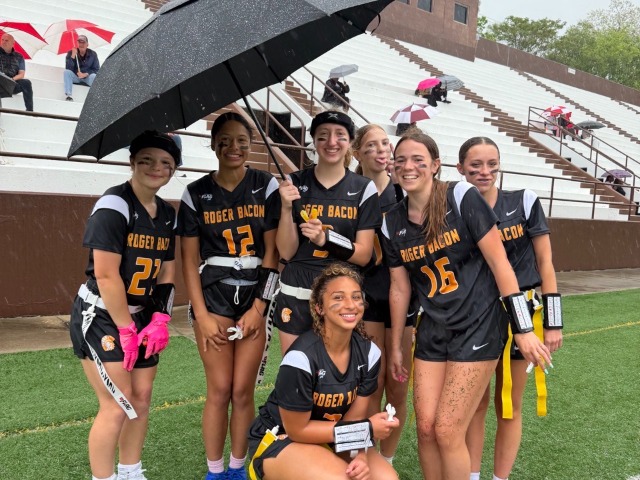 Girls Flag Football battles the weather and defeats both St. Bernard and North College Hill 30-0