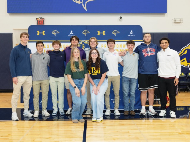 Prestonwood Christian Academy Plano National Signing Day ceremony honoring 11 student-athletes committing to play college sports.