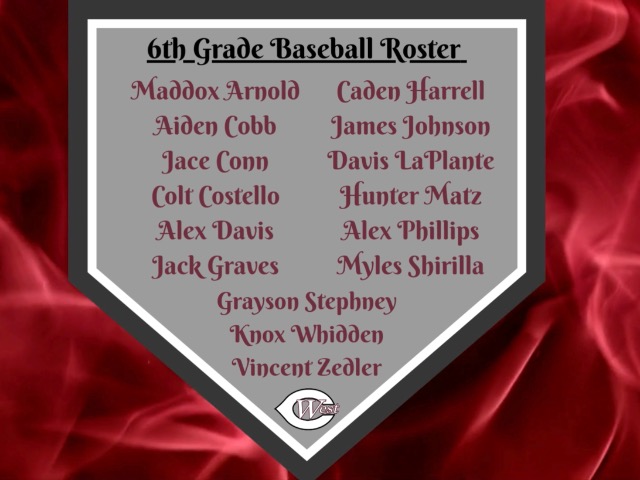 WCMS Varsity Baseball Roster 2021-2022