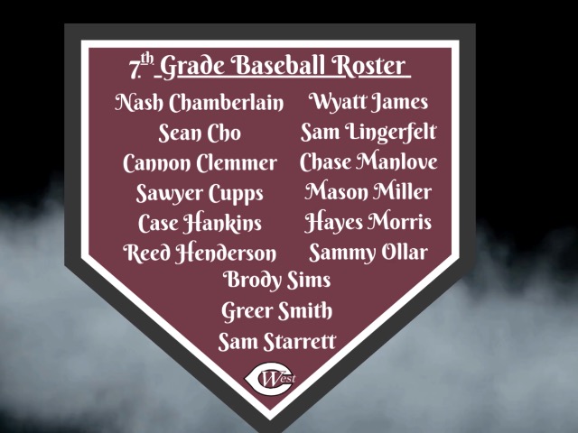 WCMS Varsity Baseball Roster 2021-2022