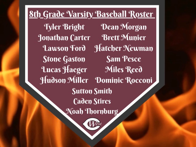 WCMS Varsity Baseball Roster 2021-2022