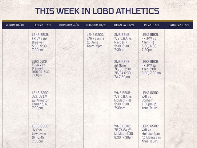 LEISD Athletic Events Week of 01/18/2021 & Ticketing Information