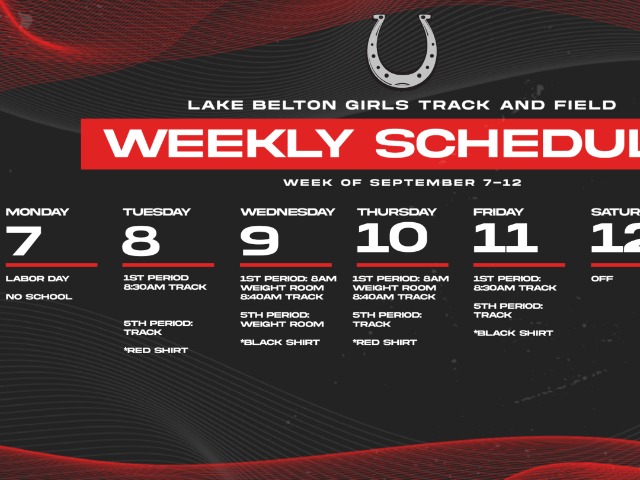 Girl's Track Weekly Schedule 