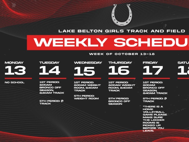 Track Weekly Schedule October 13-17