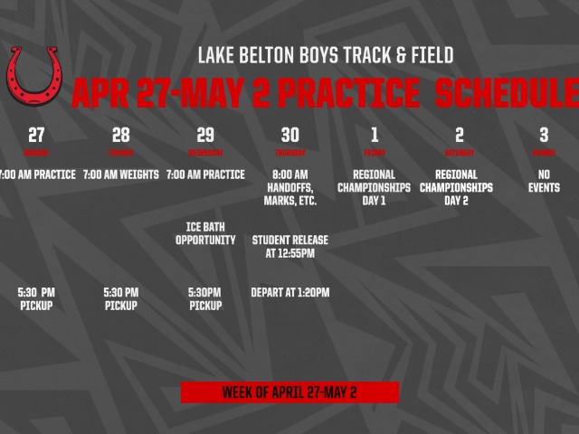 LBHS Boys Track Weekly Schedule