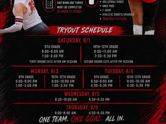 2026 Bronco Volleyball Tryouts Schedule
