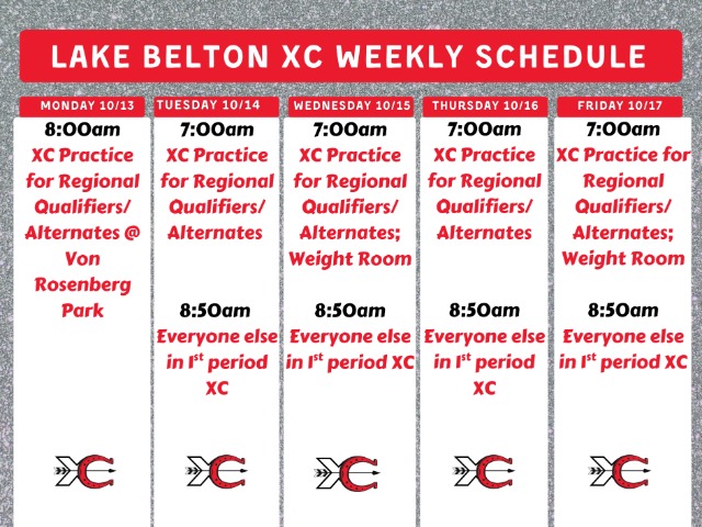Cross Country Weekly Schedule