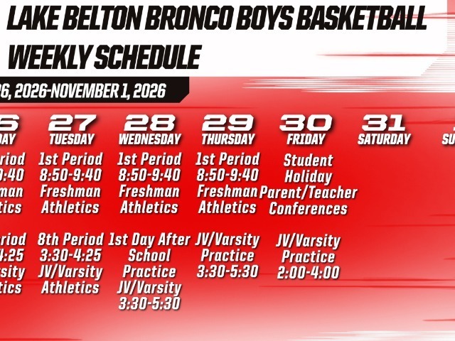 Weekly Schedule October 26-November 1