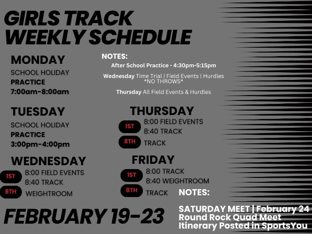 Weekly Schedule | LBHS Girls Track 