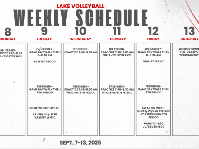 Girls Soccer Weekly Schedule 9/8-13