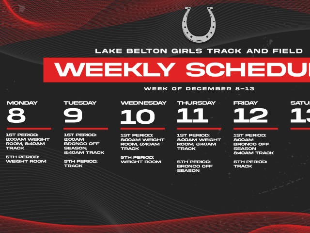 Girl's Track Weekly Schedule December 8-12