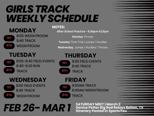 Weekly Schedule | LBHS Girls Track