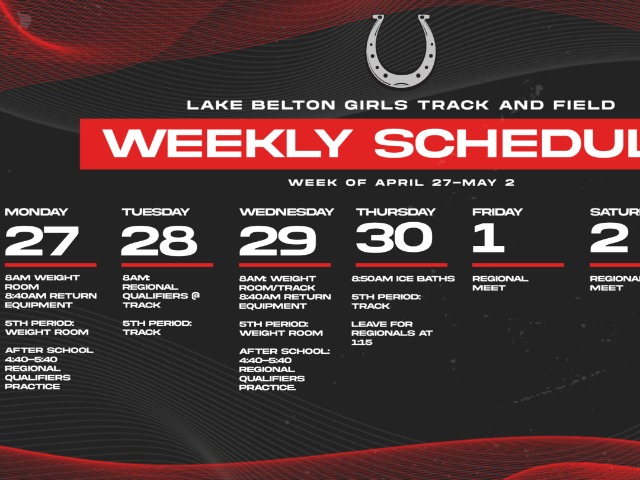 Girl's Track Weekly Schedule April 27-May2