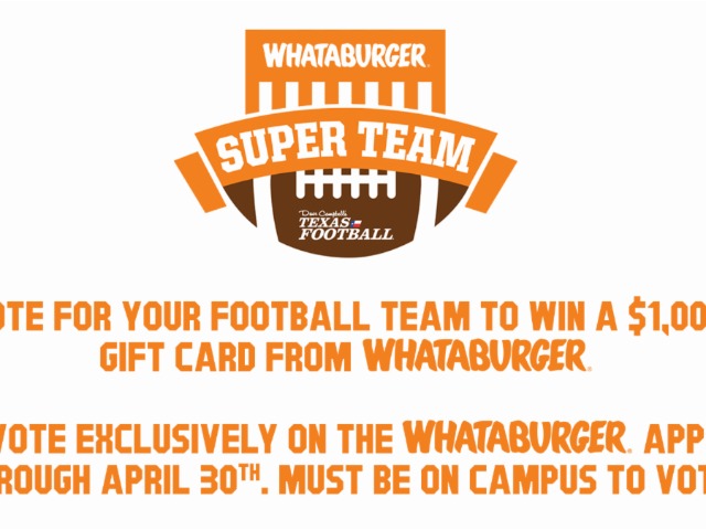 Vote for Bronco Football to win $1,000 Gift Card from Whataburger