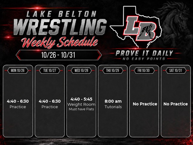 Wrestling Weekly Schedule 10/26 to 10/31