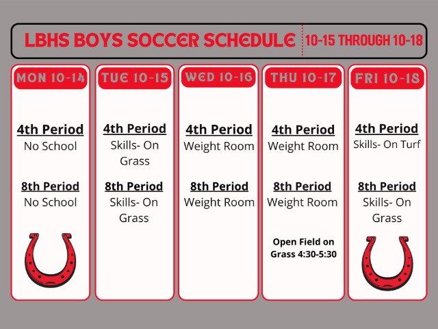 Boys Soccer Weekly Schedule