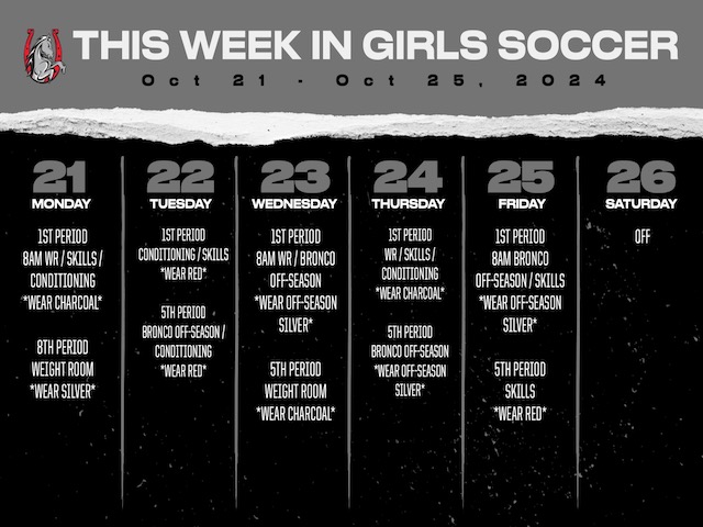 Lady Broncos Weekly Schedule