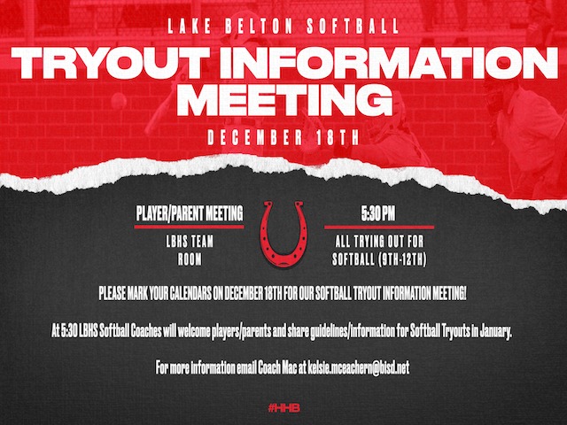 Lake Belton Softball Tryout Information Meeting