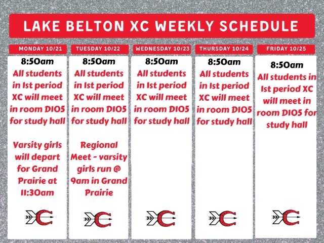 Cross Country Weekly Schedule