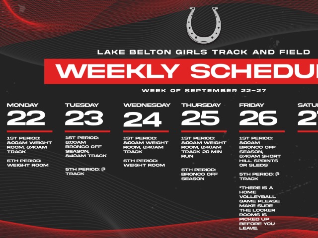 Girl's Track Weekly Schedule