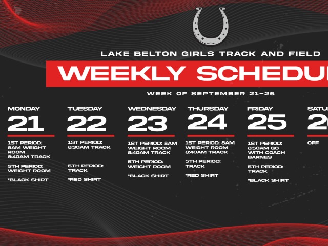 Girl's Track Weekly Schedule September 21-26