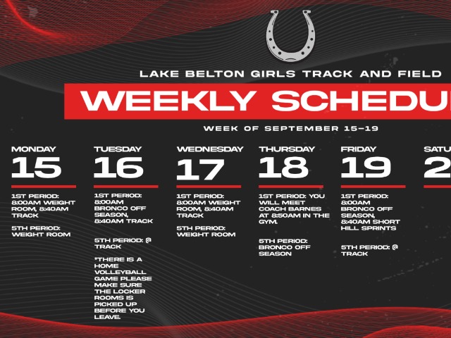 Cross Country Weekly Schedule