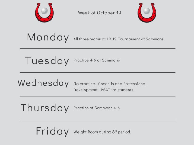 Lady Bronco Golf Weekly Schedule