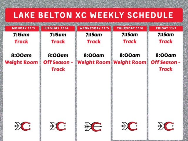 Mar 31-Apr 4 Boys Weekly Track Schedule