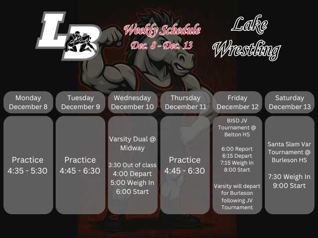 Girl's Track Weekly Schedule December 8-12