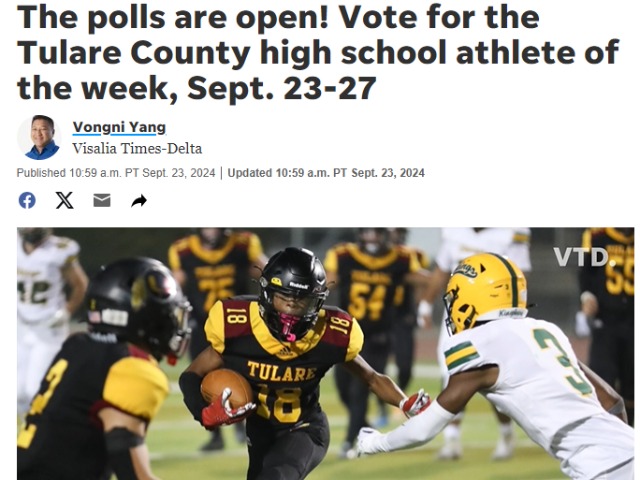 Image for The polls are open! Vote for the Tulare County high school athlete of the week, Sept. 23-27