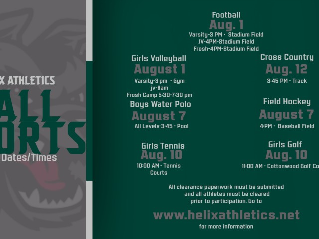 Fall Sports Start Dates/Tryout Times image