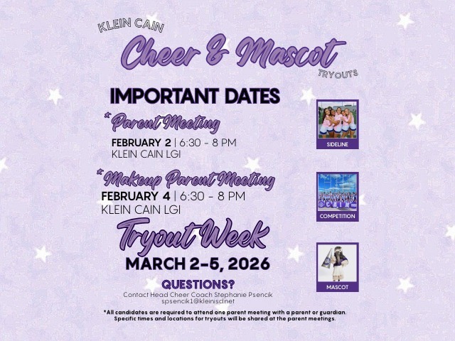 Klein Cain Cheer & Mascot Tryouts