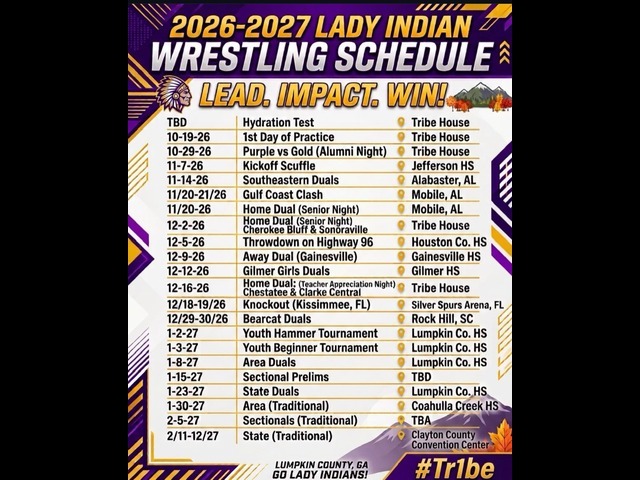 2026-27 Girls'  Wrestling Schedule
