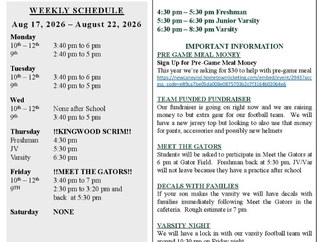 West Fork Gator Football News Letter - Kingwood