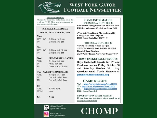 West Fork Gator Football News Letter - Spring woods