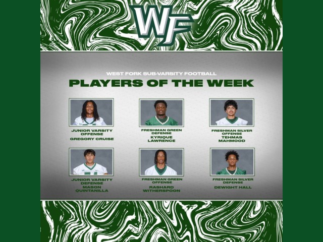 West Fork Football Sub-Varsity Players of the Week