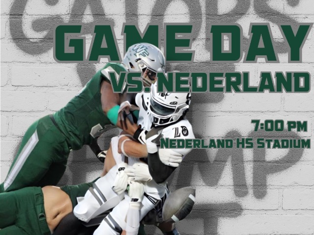Varsity game day graphic for game at Nederland. 