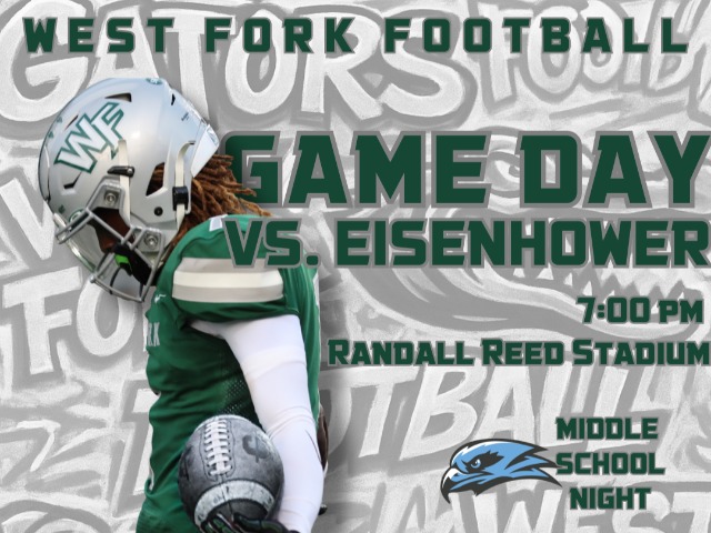 Varsity game day graphic for football game against Eisenhower HS. 