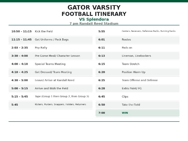 West Fork Football Itinerary Varsity - Splendora