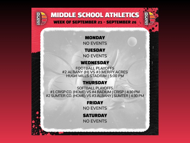 Middle School Athletics This Week
