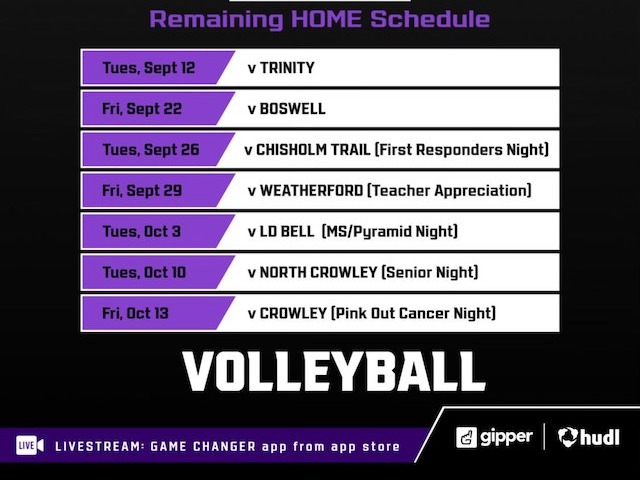 Volleyball Home Schedule
