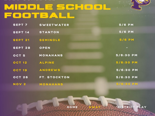 Middle School Football Schedule 2023-2024