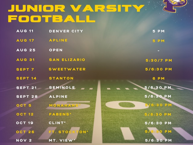 Junior Varsity Football Schedule 2023-2024