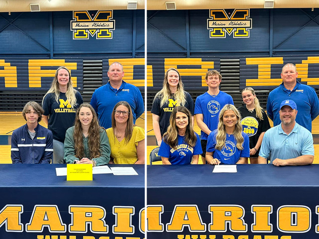 Southeastern Illinois College Volleyball Signs Jordyn Rhine and Taylor Richardson from Marion High School