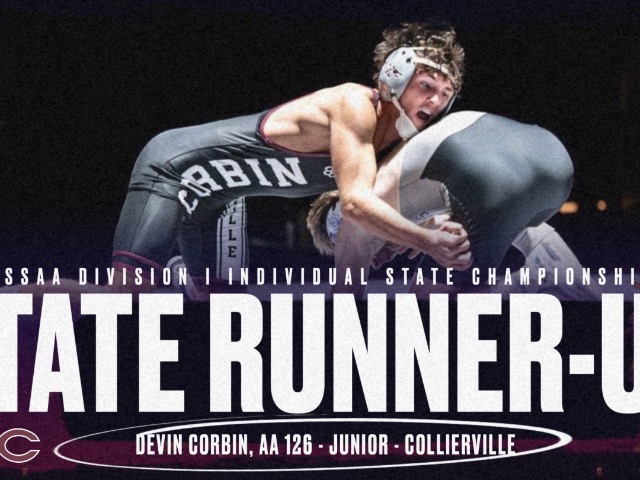 Image for Collierville’s Devin Corbin Finishes as State Runner-Up at TSSAA Individual Wrestling Championships Collierville’s Devin Corbin Finishes as State Runner-Up at TSSAA Individual Wrestling Championships image