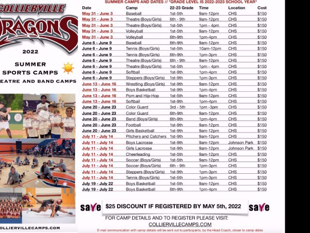 Collierville Athletics Announces Summer Camp Information