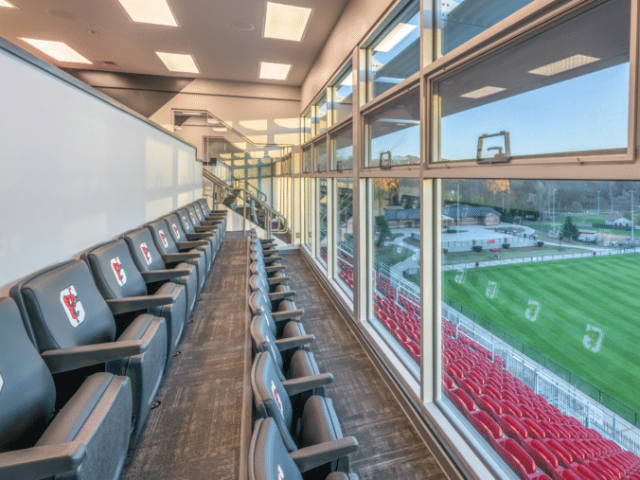Four luxury suites are available in the Walt Snelling Pressbox overlooking Bobby Gruhn Field 2